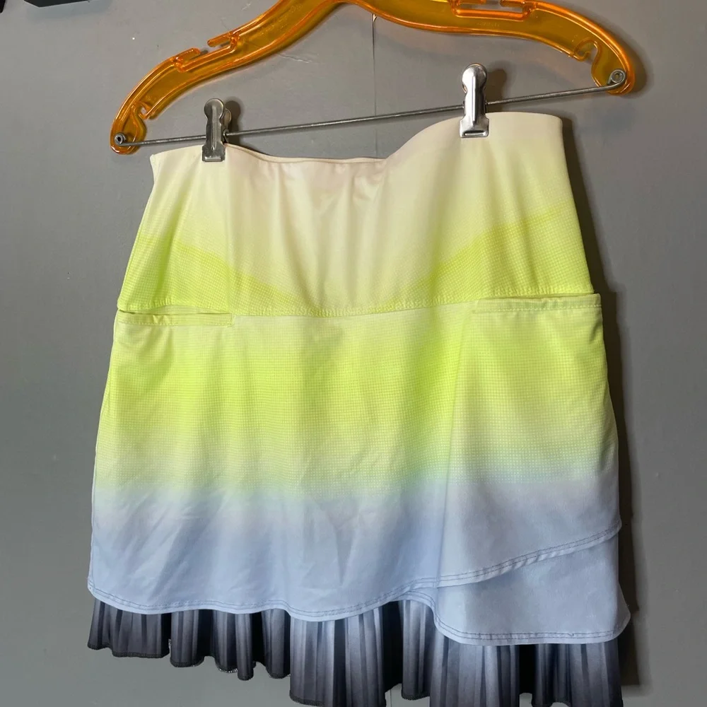 Lucky in Love Women's Gradient Tennis Tank/Skirt - Neon Yellow & Light Blue MED